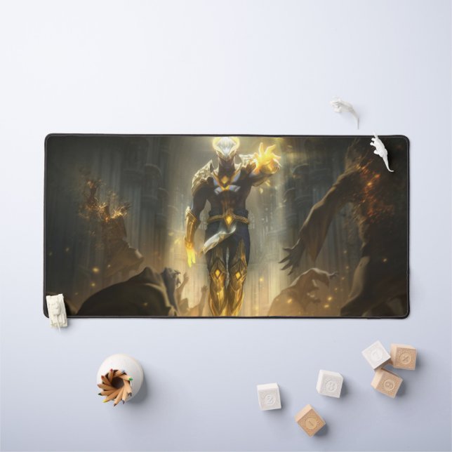 Burning Vengeance Gaming Desk Mat | flame mousepad (Kids Table)