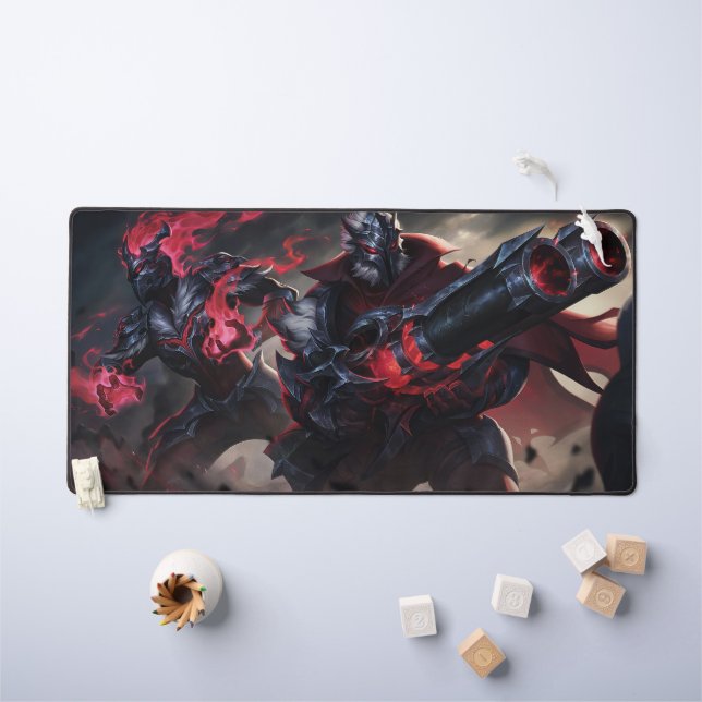 Burning Vengeance Gaming Desk Mat | flame mousepad (Kids Table)