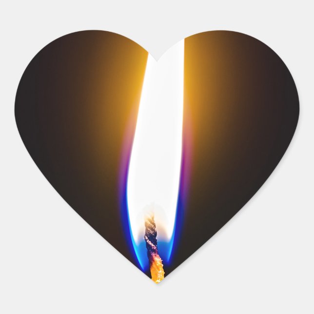 Burning wax candle heart sticker (Front)