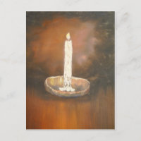 Burning White Candlestick Postcard