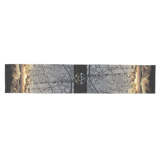 Burning Yule Log in Ancient Forest Medium Table Runner (Horizontal)