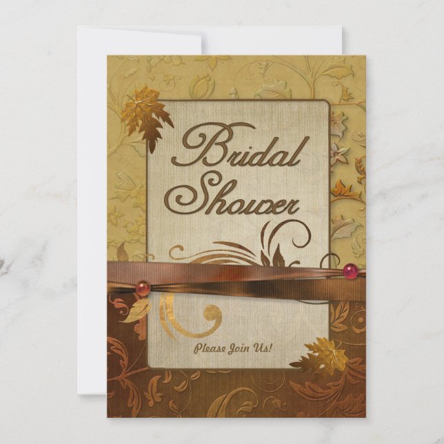 Burnished Autumn Gold Bridal Shower Invitation (Front)
