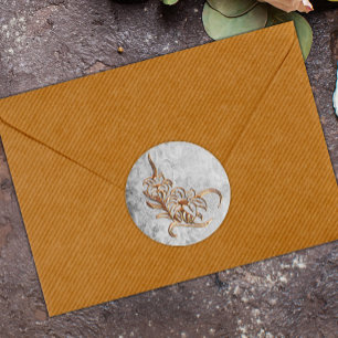 Burnished Gold on Antique Grey Wedding Classic Round Sticker