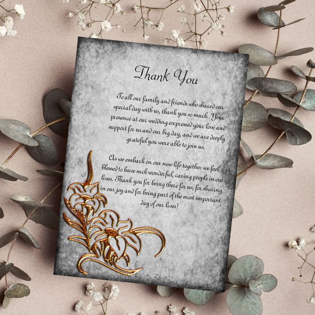 Burnished Gold on Antique Parchment Wedding Thank You Card (Creator Uploaded)