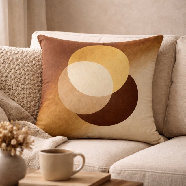 Burnished Luxe Ivory & Gold Overlap Throw Pillow (Ivory and gold overlap art brings a polished, warm accent to any neutral space.)