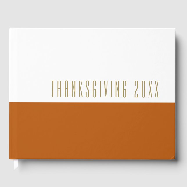 Burnished Orange White Colour Block THANKSGIVING Guest Book (Front)
