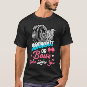 Burnout or Bows Gender Reveal Baby Announcement Pa T-Shirt
