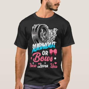 Burnout or Bows Gender Reveal Baby Announcement Pa T-Shirt