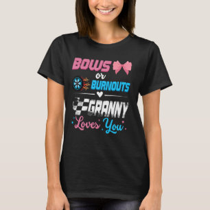 Burnouts Or Bows Gender Reveal Party Announcement T-Shirt