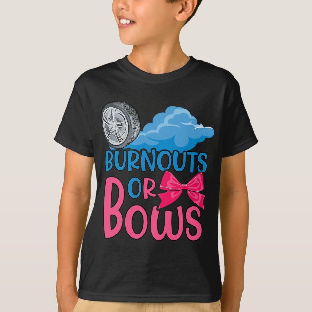 Burnouts or Bows Gender Reveal party Idea for mum  T-Shirt (Front)