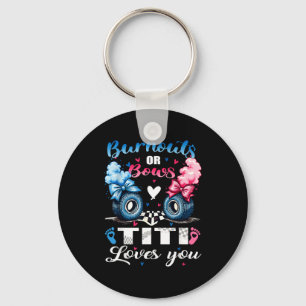 Burnouts or bows titi loves you gender reveal part key ring