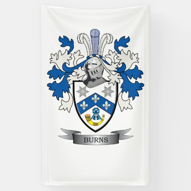 Burns Family Crest Coat of Arms Banner (Vertical)