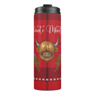 Burns Night Slàinte Mhath Highland Cow Tartan Thermal Tumbler