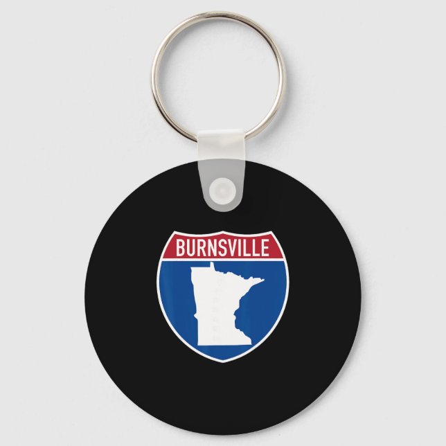 Burnsville Minnesota Map Highway Interstate Sign S Key Ring (Front)