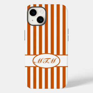 Burnt Autumnal Stripes with monogram Case-Mate iPhone 14 Case