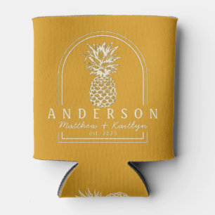 Burnt Buttercup Pineapple Wedding Arch & Name Can Cooler