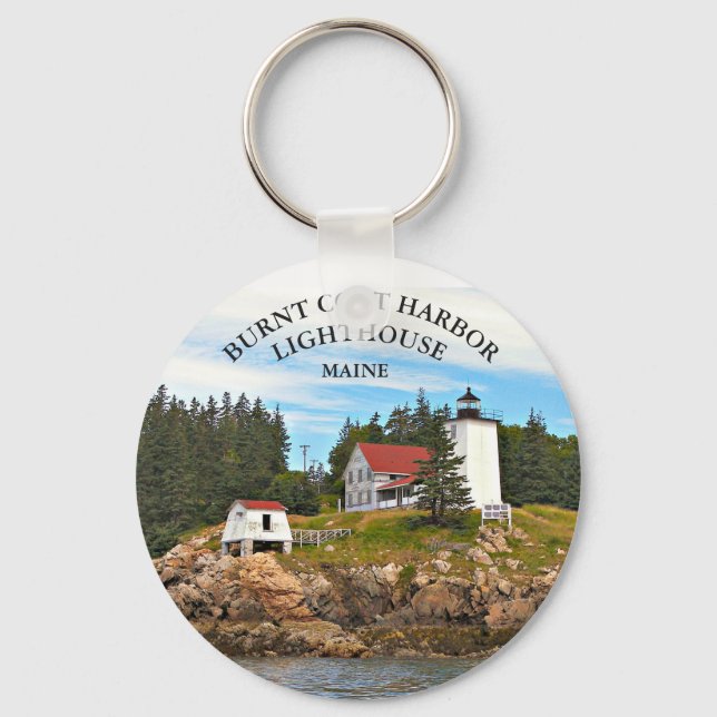 Burnt Coat Harbour Lighthouse Maine Keychain (Front)