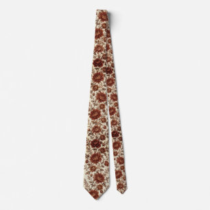 Burnt Copper Peony & Rose Wedding Floral Tie