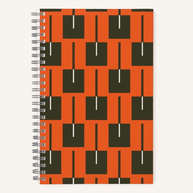 Burnt Geometry Orange & Olive Geometric Notebook (Front)