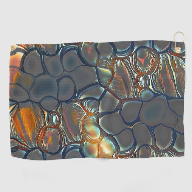 Burnt grey cells with stained to soft gold light   golf towel (Horizontal)