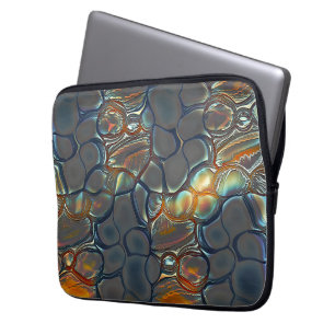Burnt grey cells with stained to soft gold light   laptop sleeve