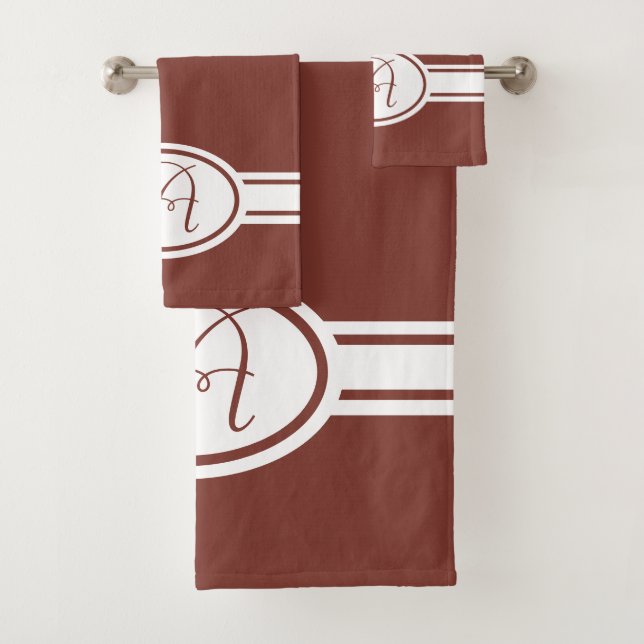 Burnt Henna brown Monogram Bath Towel Set (Insitu)
