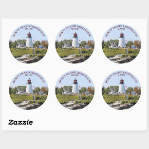 Burnt Island Lighthouse, Maine Round Stickers