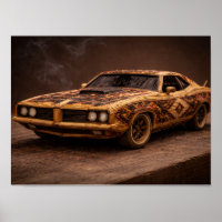 Burnt Match Vintage Muscle Car — Textured Poster