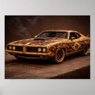 Burnt Match Vintage Muscle Car — Textured Poster