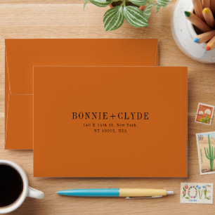 Burnt Orange A7 Wedding RSVP Envelope with Address