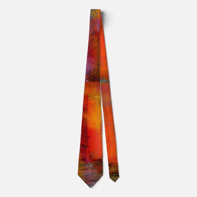 Burnt Orange Abstract Design Men's Tie (Front)