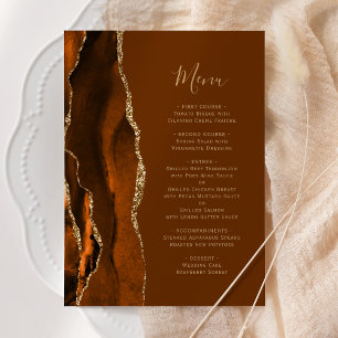 Burnt Orange Agate Brown Wedding Menu