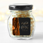 Burnt Orange Agate Gold Dark Wedding Square Sticker<br><div class="desc">This elegant modern wedding sticker features a burnt orange watercolor agate geode design trimmed with faux gold glitter. Easily customise the gold coloured text on a dark off-black background,  with the names of the bride and groom in handwriting calligraphy over a large charcoal grey ampersand.</div>