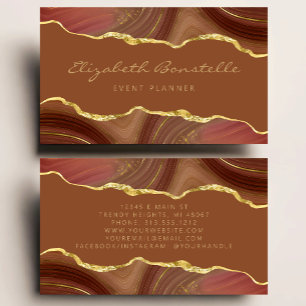 Burnt Orange Agate Gold Foil Luxury Business Card