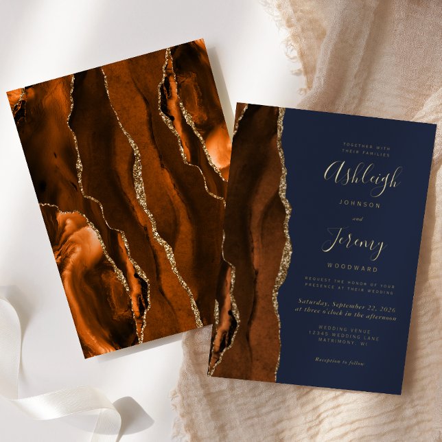 Burnt Orange Agate Gold Navy Blue Wedding (Creator Uploaded)