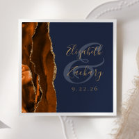 Burnt Orange Agate Gold Navy Blue Wedding