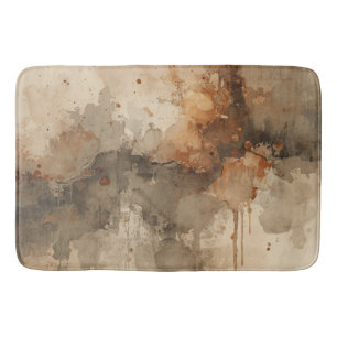 Burnt Orange Amber Brown Grey Black Abstract Bath Mat