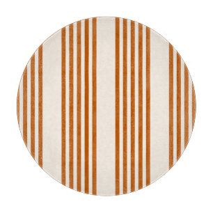 Burnt orange and beige five stripe pattern cutting board