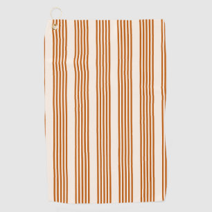 Burnt orange and beige five stripe pattern golf towel