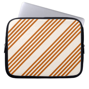 Burnt orange and beige five stripe pattern laptop sleeve