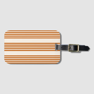 Burnt orange and beige five stripe pattern luggage tag