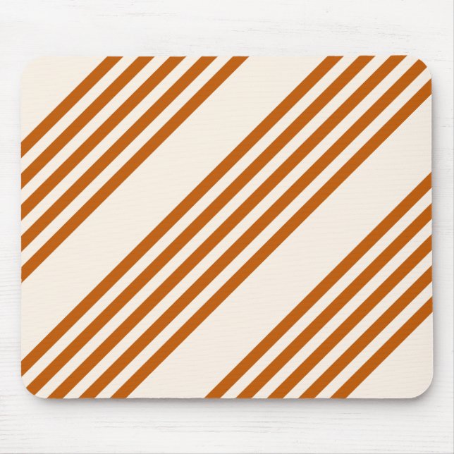 Burnt orange and beige five stripe pattern mouse pad (Front)
