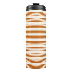 Burnt orange and beige five stripe pattern thermal tumbler