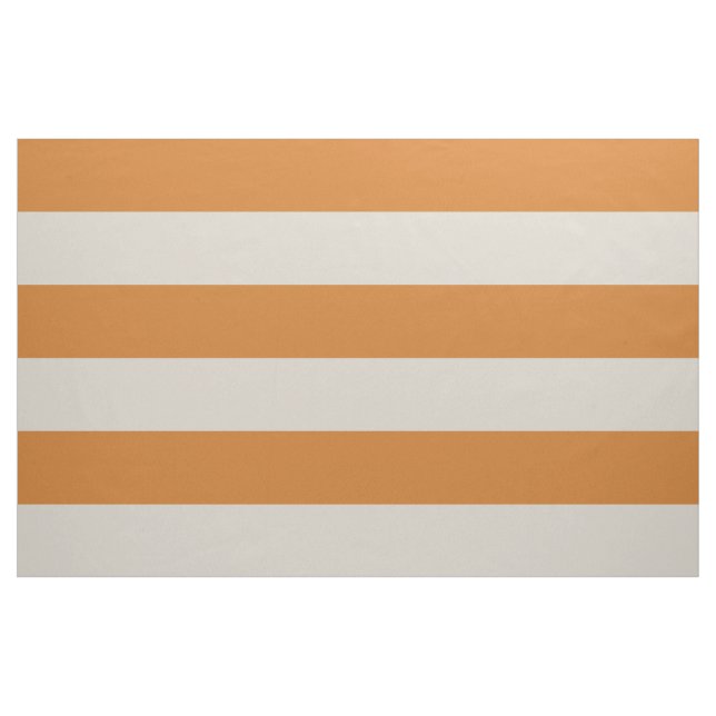 Burnt Orange and Beige Wide Stripes Large Scale Fabric (Yard)