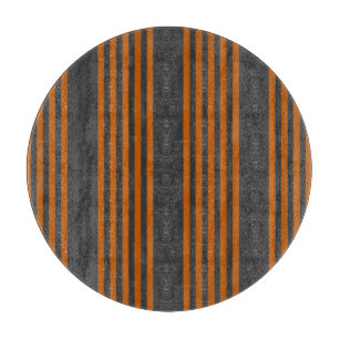 Burnt orange and charcoal five stripe pattern cutting board