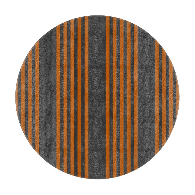 Burnt orange and charcoal five stripe pattern cutting board (Front)