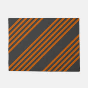 Burnt orange and charcoal five stripe pattern doormat
