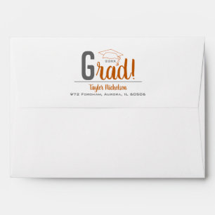 Burnt Orange and Grey Graduation Cap Envelope