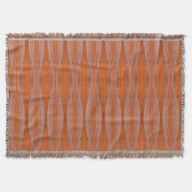 Burnt Orange and Grey Throw Blanket with Fringe