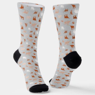 Burnt Orange and Light Grey Patterned Longhorns Pa Socks